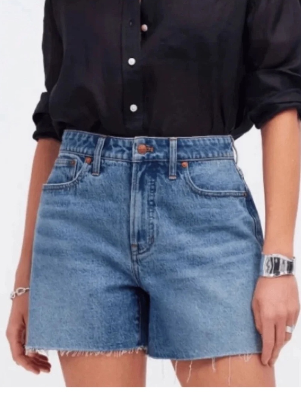 Madewell Curvy Perfect Light Blue High-Rise Denim Shorts